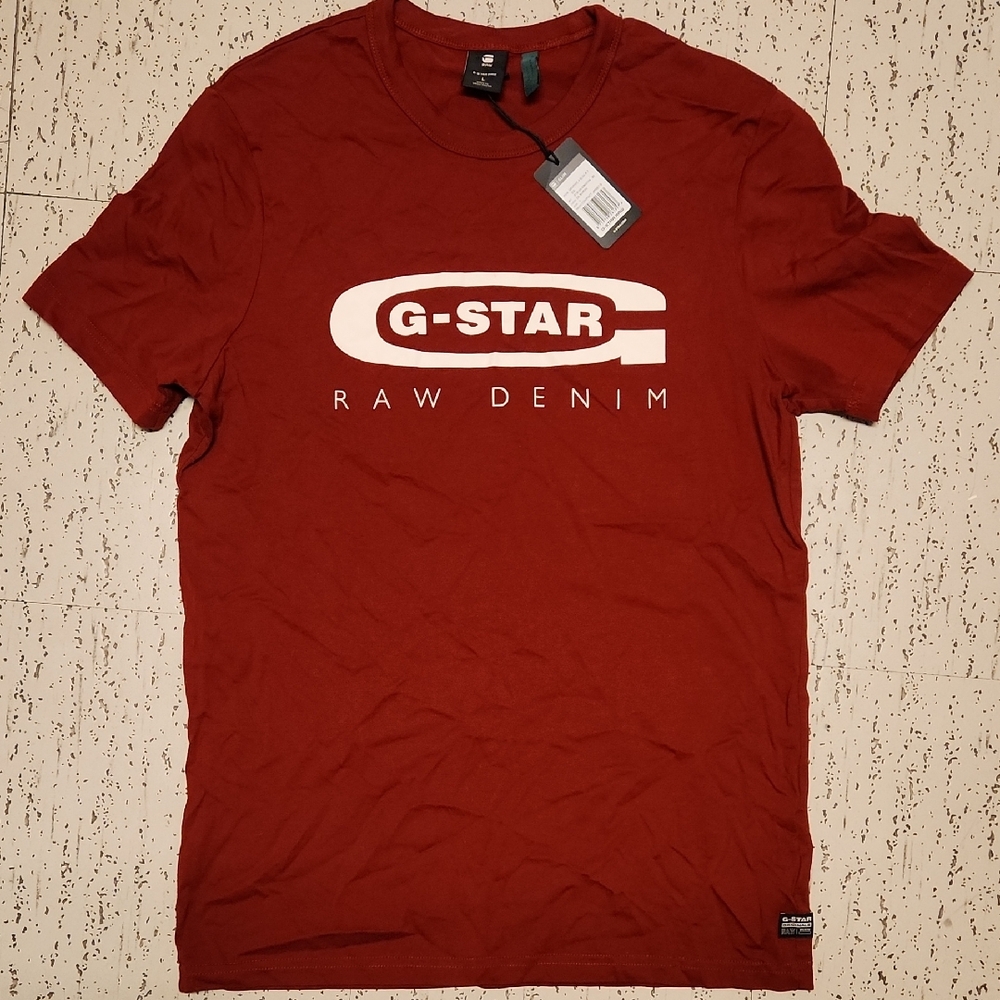 G-Star Raw Red Big Logo Graphic 4 Slim Spell Out T-Shirt NWT